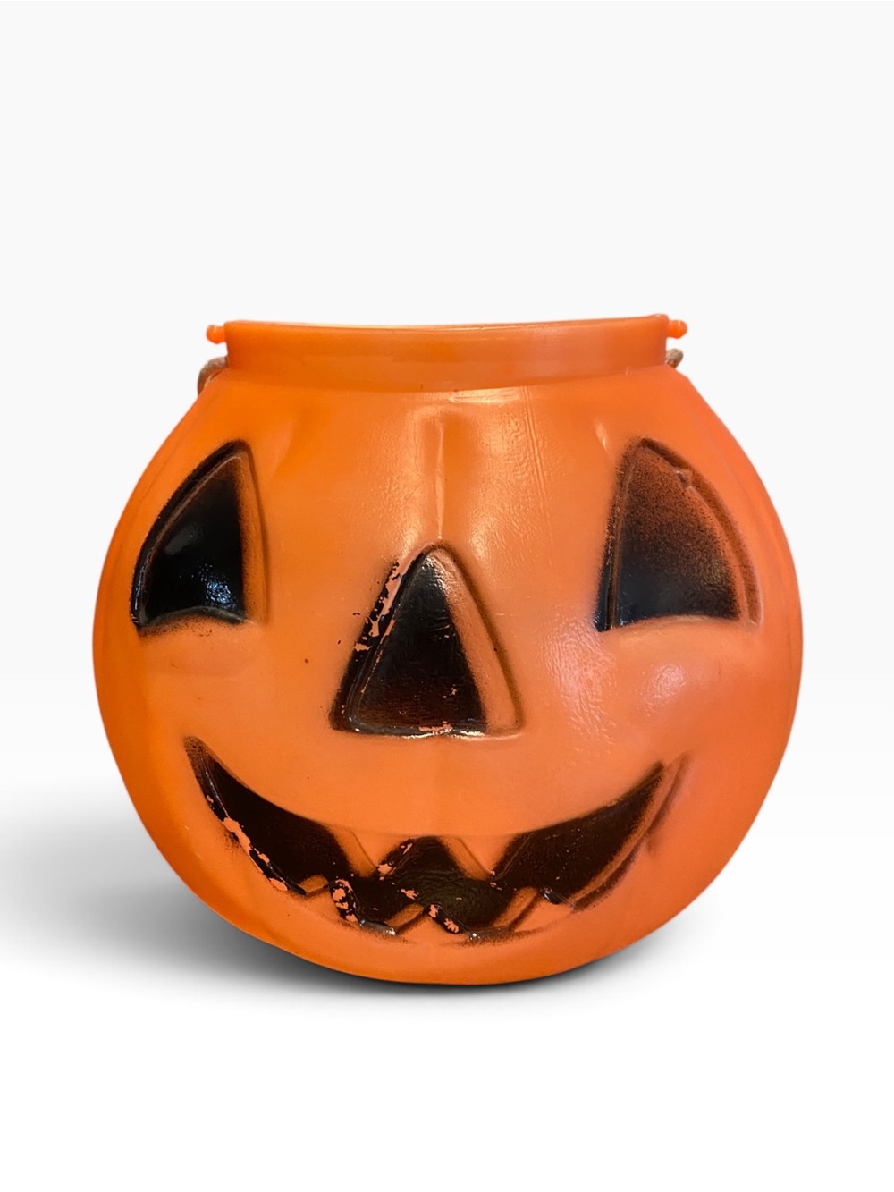 Vintage Norben Pumpkin Halloween Treat Pail Made in Canada blow mold